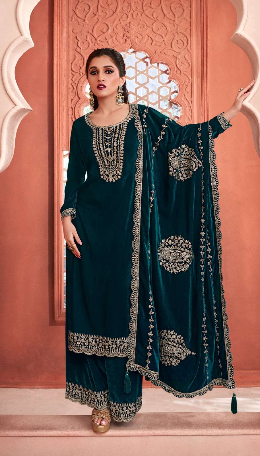 Vinay Kervin Velvet Embroidery 3 Velevt Salwar Kameez Wholesale catalog