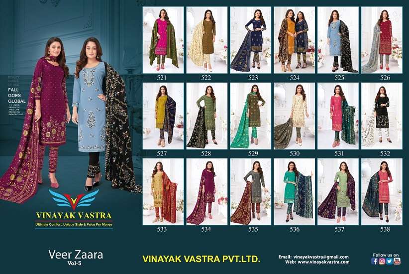 Vinayak Vastra Veer Zaara Vol-5  -Dress Material