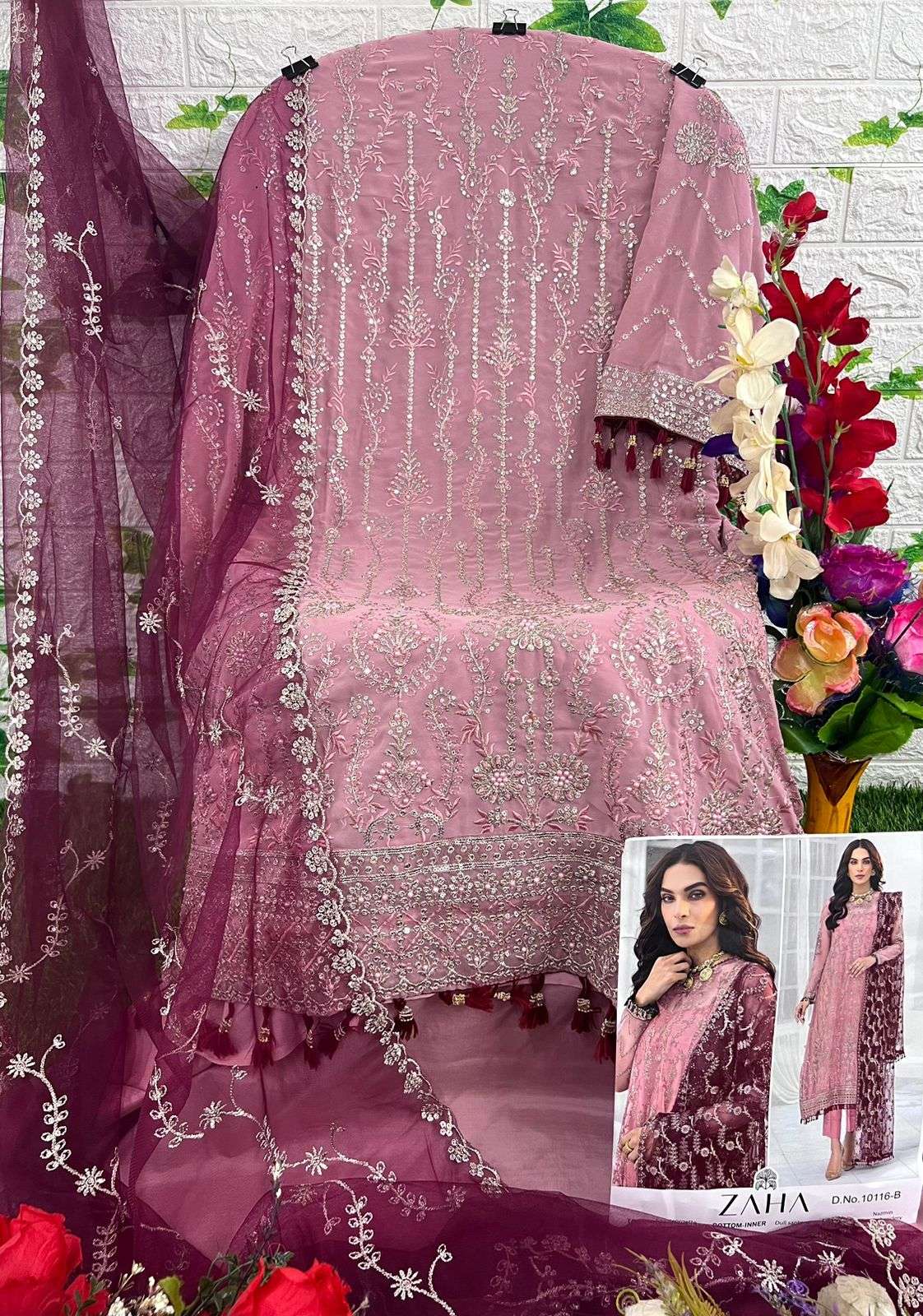 Zaha 10116 B Heavy Embroidered Pakistani Suits Wholesale catalog