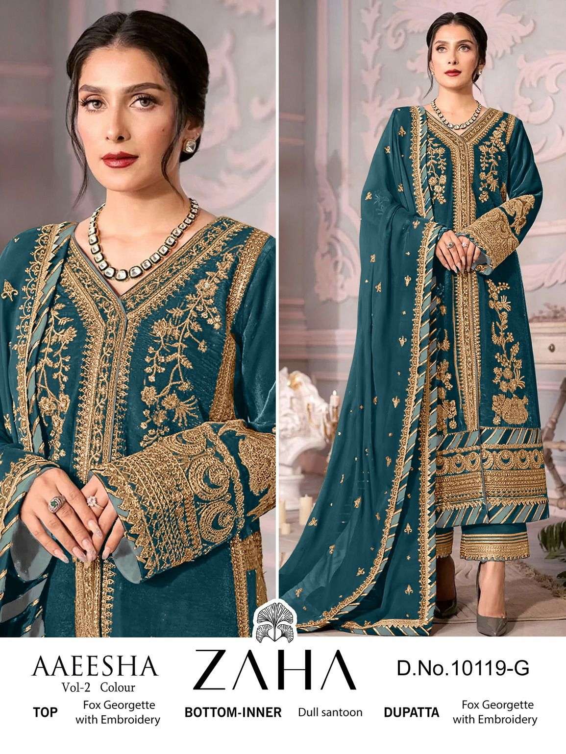 Zaha Aaeesha 10119 E To G Pakistani Salwar Kameez Wholesale catalog