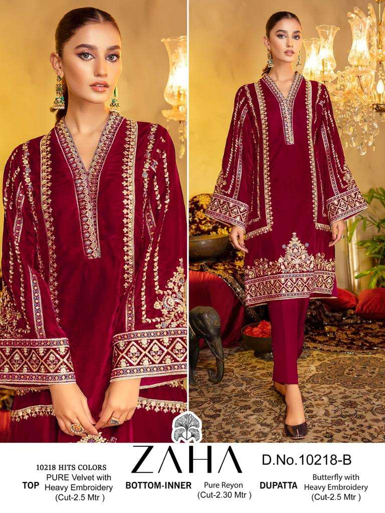 Zaha Aafiya Vol 10218 A To D Pakistani Hits Salwar Kameez Wholesale catalog