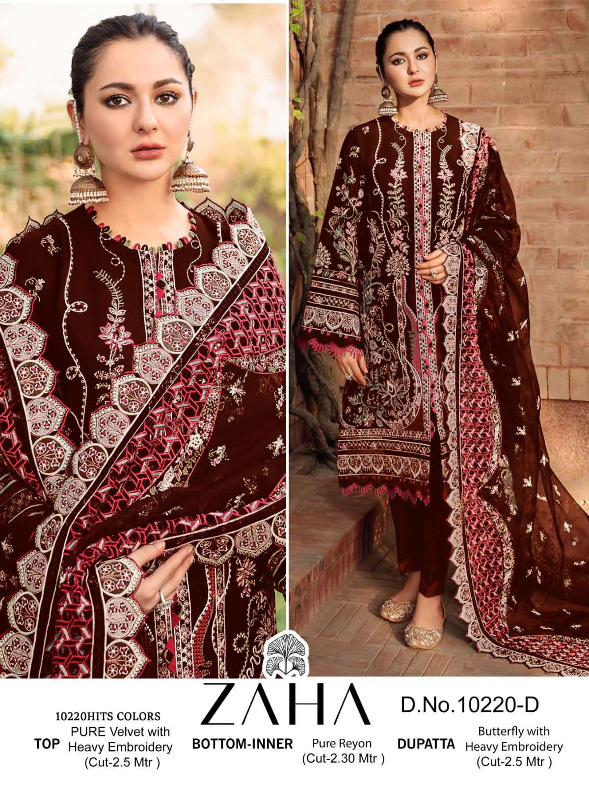 Zaha Aafiya Vol 10220 A To D Velvel Pakistani Salwar Suits Wholesale catalog