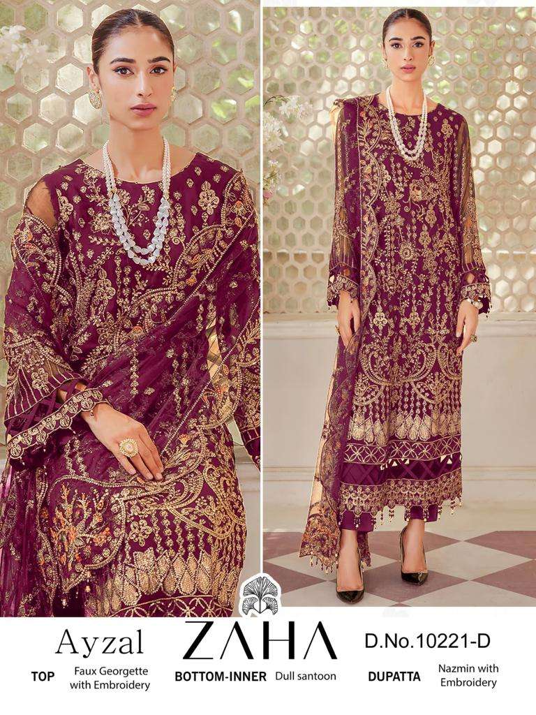 Zaha Ayzal Georgette Pakistani Salwar Kameez Wholesale catalog