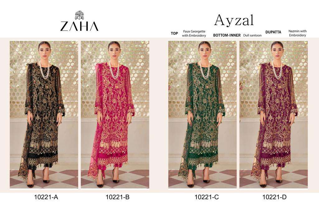 Zaha Ayzal Georgette Pakistani Salwar Kameez Wholesale catalog