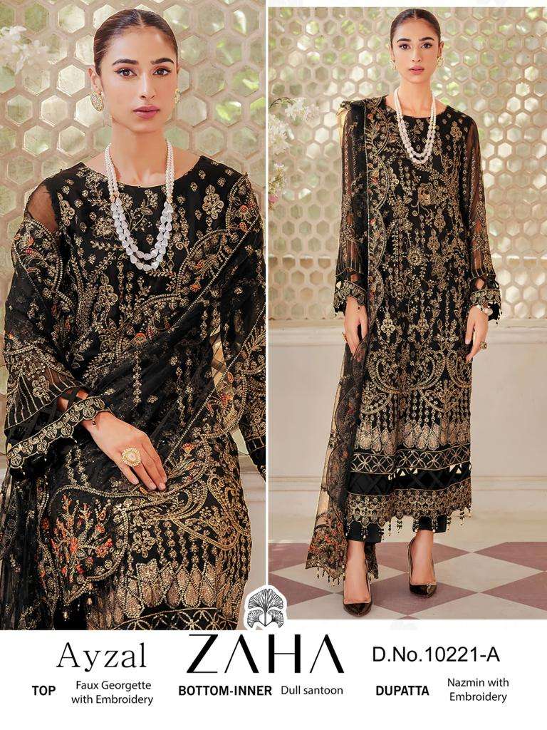 Zaha Ayzal Georgette Pakistani Salwar Kameez Wholesale catalog