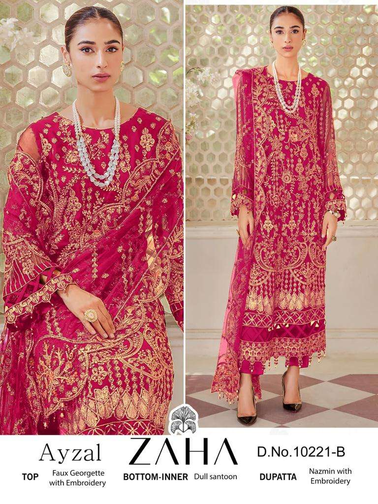 Zaha Ayzal Georgette Pakistani Salwar Kameez Wholesale catalog