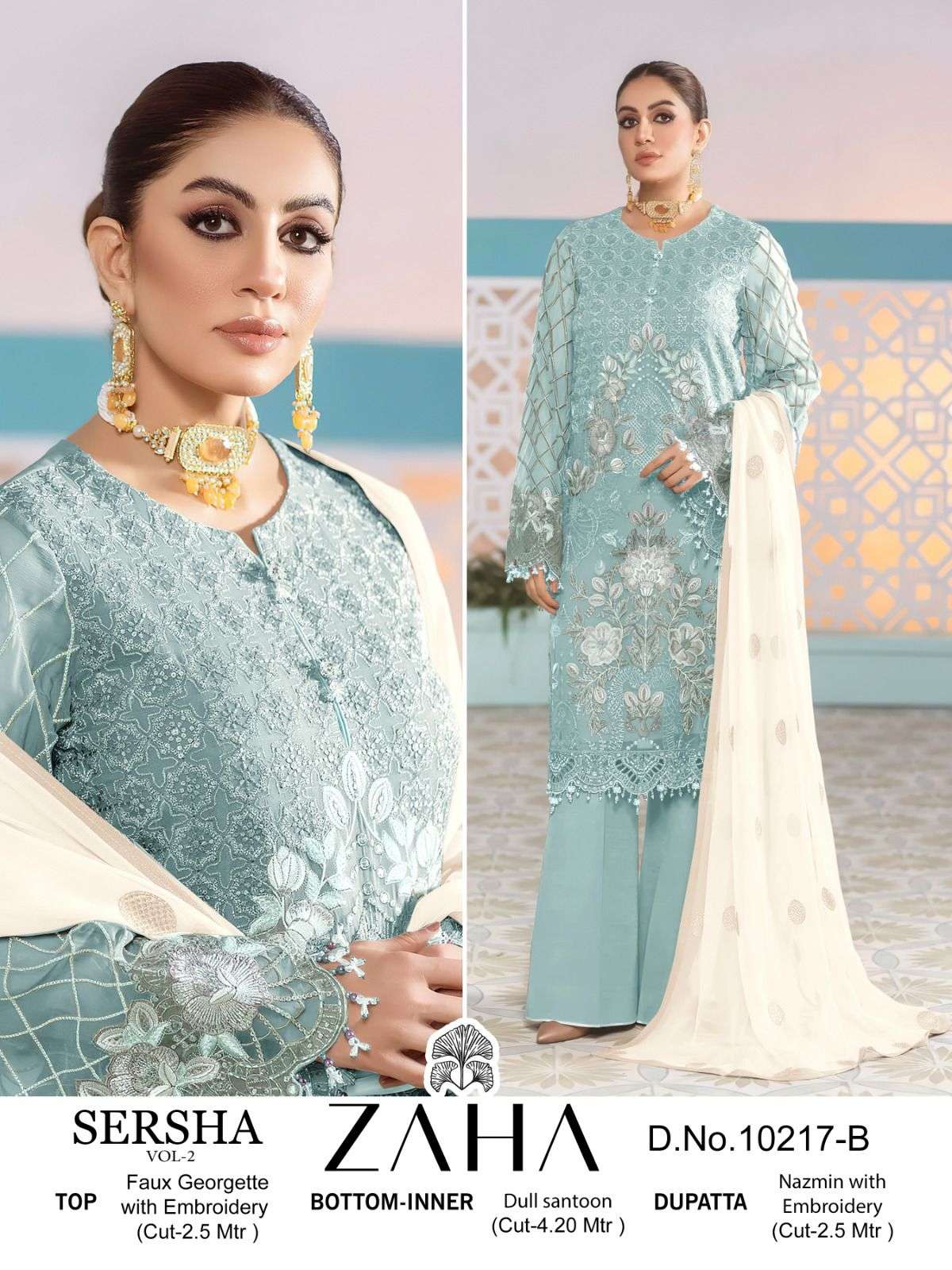 Zaha Sersha Vol 2 Emrboidery Pakistani Salwar Kameez Wholesale catalog