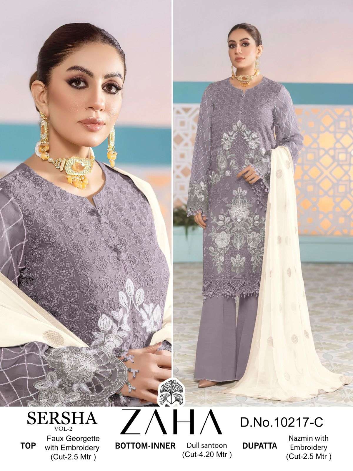 Zaha Sersha Vol 2 Emrboidery Pakistani Salwar Kameez Wholesale catalog