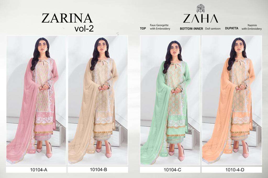 Zaha Zarina Vol 2 Georgette Pakistani Salwar Kameez Wholesale catalog