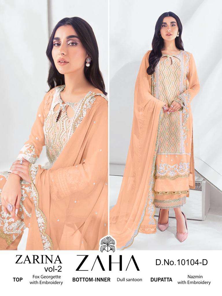 Zaha Zarina Vol 2 Georgette Pakistani Salwar Kameez Wholesale catalog