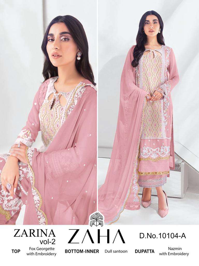 Zaha Zarina Vol 2 Georgette Pakistani Salwar Kameez Wholesale catalog
