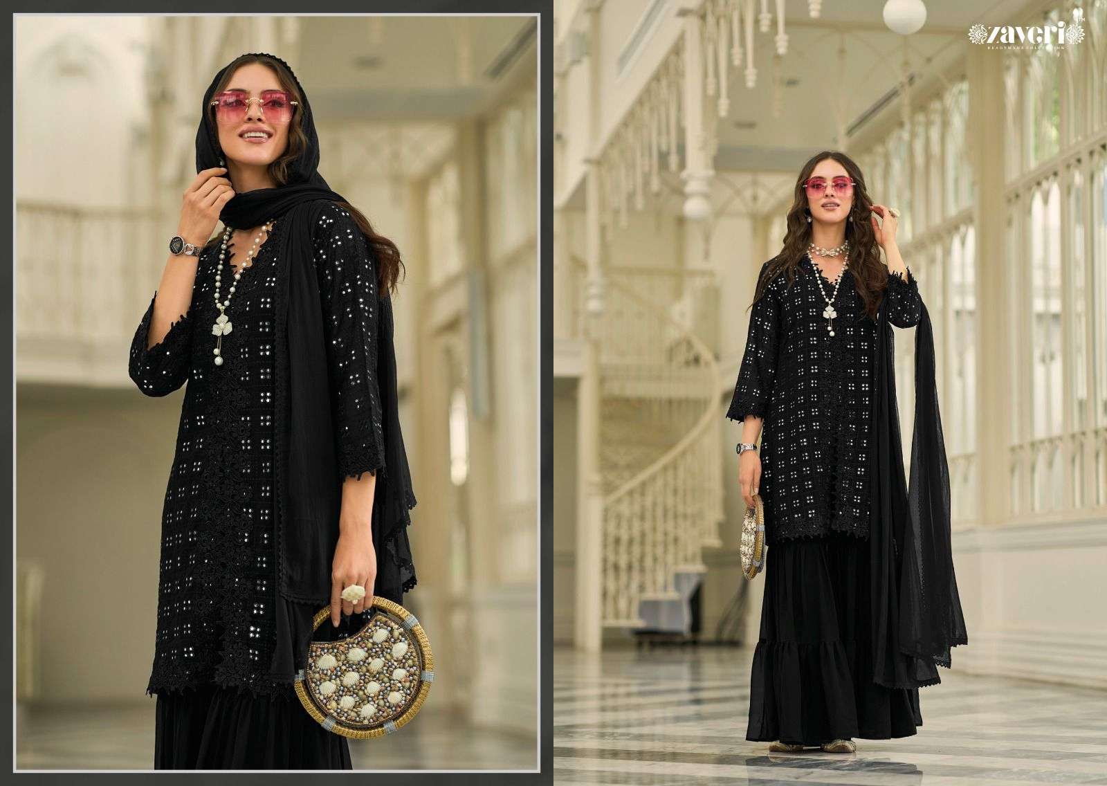 Zaveri BLACK - WHITE vol-2 NOOR KURTI WHOLESALE CATALOG