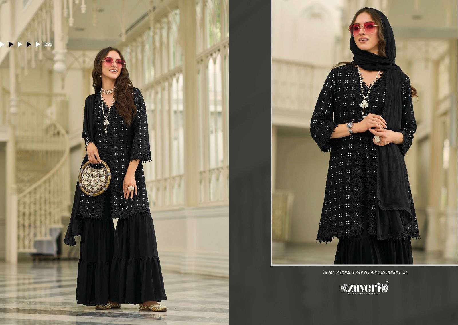 Zaveri BLACK - WHITE vol-2 NOOR KURTI WHOLESALE CATALOG