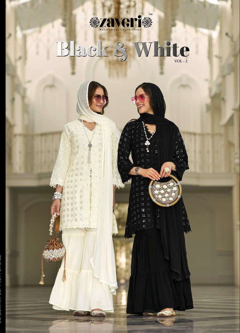 Zaveri BLACK - WHITE vol-2 NOOR KURTI WHOLESALE CATALOG