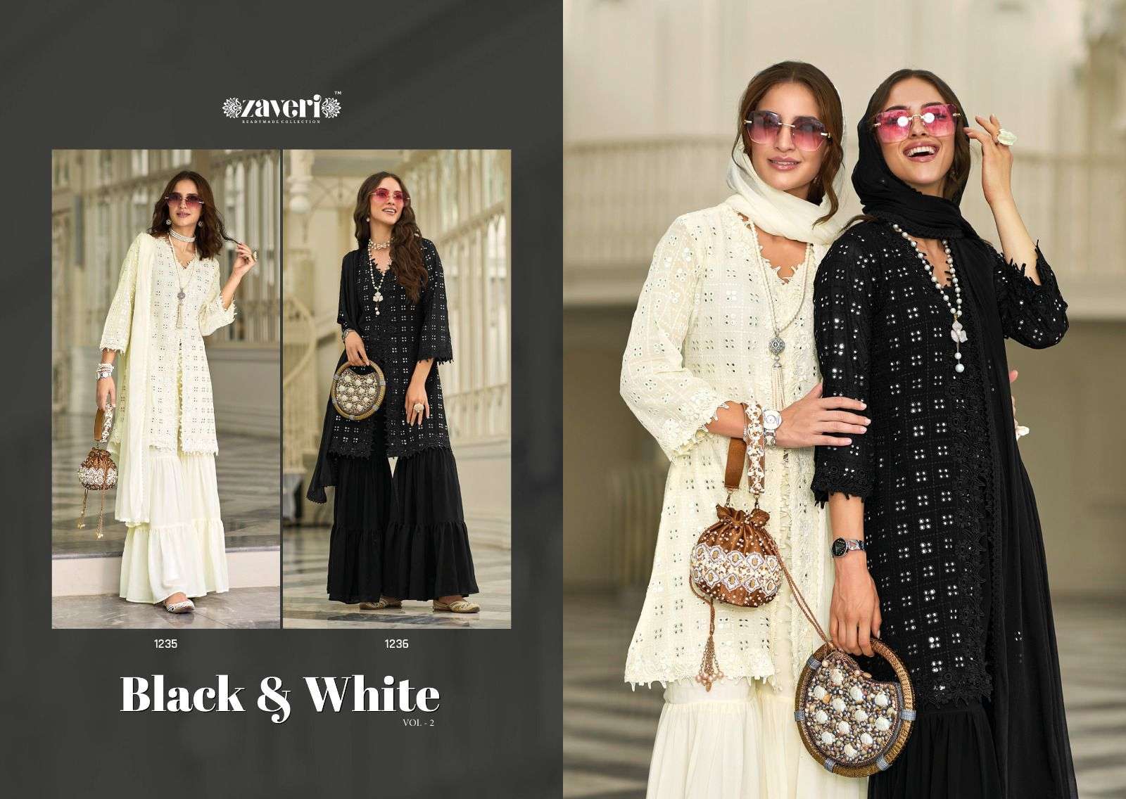 Zaveri presents BLACK - WHITE  vol-2 Salwar Kameez Wholesale catalog