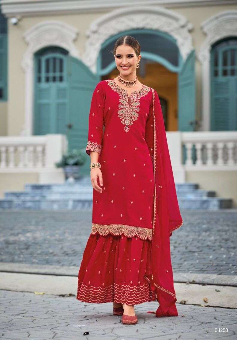 Zaveri Rutba Roman Silk Kurti Plazo With Dupatta Wholesale catalog
