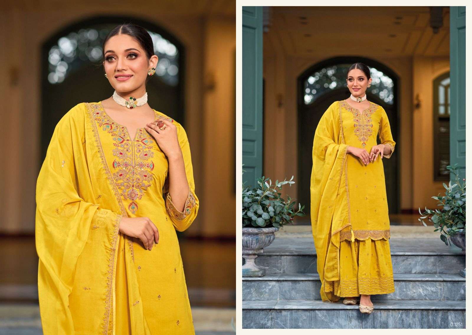 Zaveri Rutba Roman Silk Kurti Plazo With Dupatta Wholesale catalog