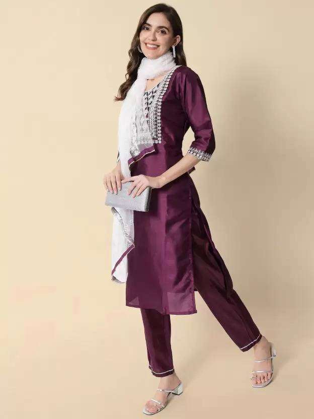 501 Wine Rayon Kurti With Bottom Dupatta Wholesale catalog