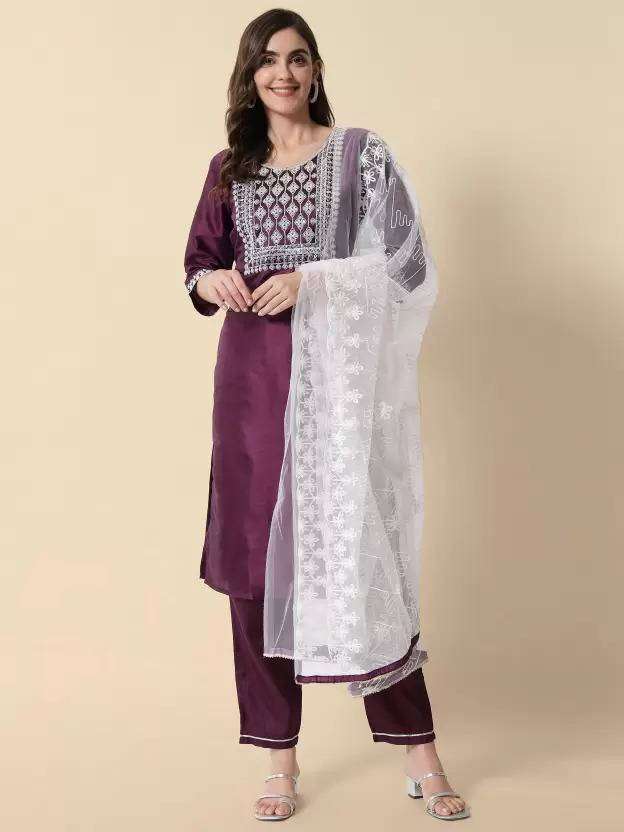 501 Wine Rayon Kurti With Bottom Dupatta Wholesale catalog