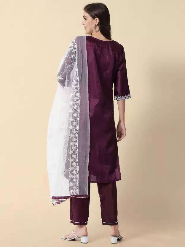 501 Wine Rayon Kurti With Bottom Dupatta Wholesale catalog