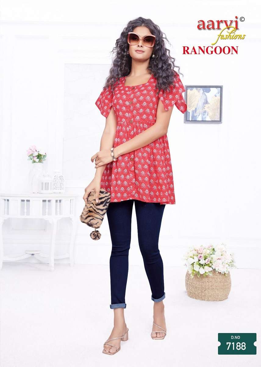 Aarvi Rangoon Vol-1 Short Tops -Readymade -Wholesale Catalog