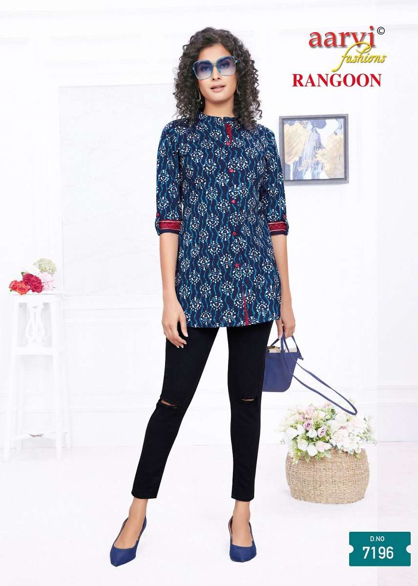 Aarvi Rangoon Vol-1 Short Tops -Readymade -Wholesale Catalog