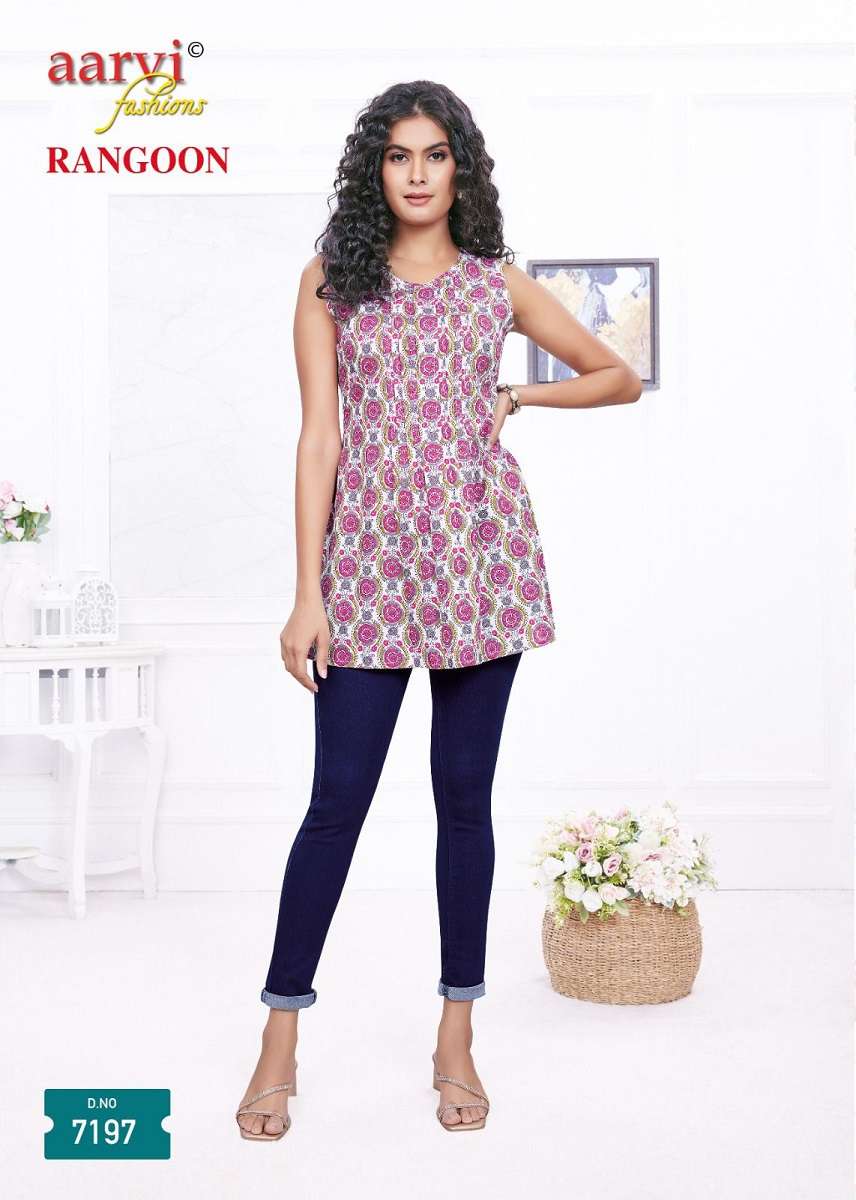 Aarvi Rangoon Vol-1 Short Tops -Readymade -Wholesale Catalog