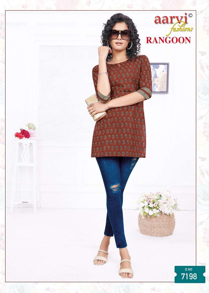 Aarvi Rangoon Vol-1 Short Tops -Readymade -Wholesale Catalog