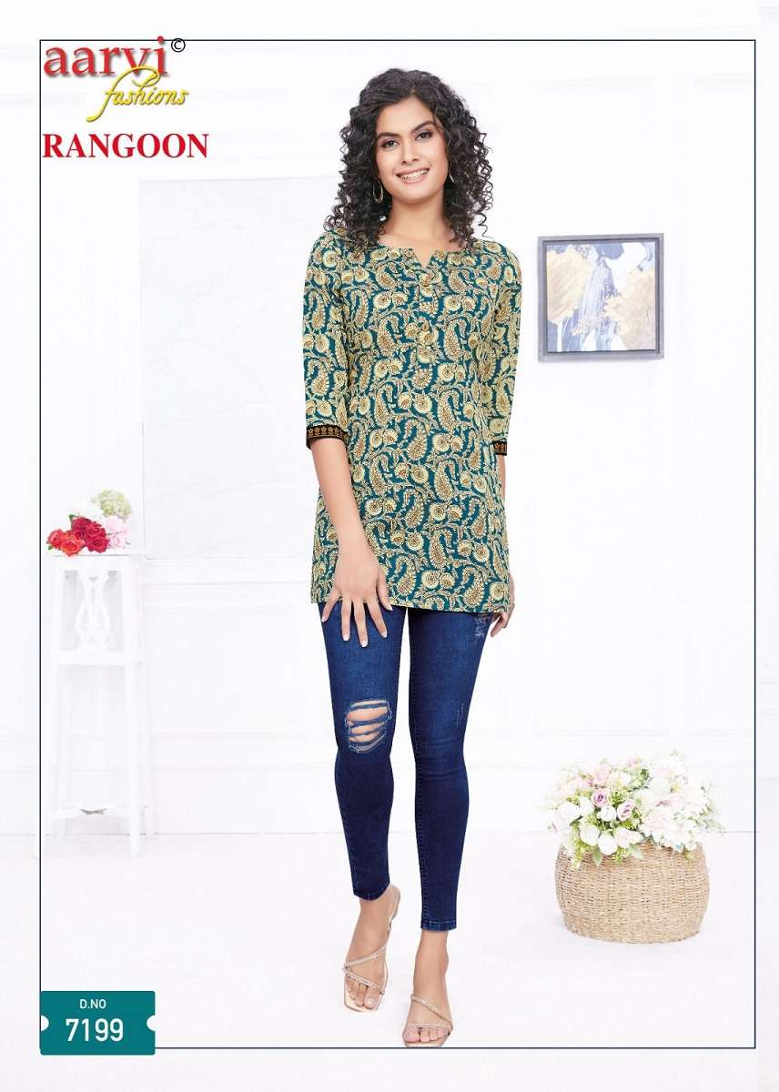 Aarvi Rangoon Vol-1 Short Tops -Readymade -Wholesale Catalog