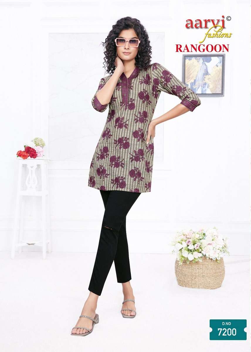 Aarvi Rangoon Vol-1 Short Tops -Readymade -Wholesale Catalog