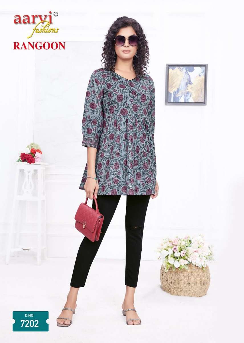 Aarvi Rangoon Vol-1 Short Tops -Readymade -Wholesale Catalog