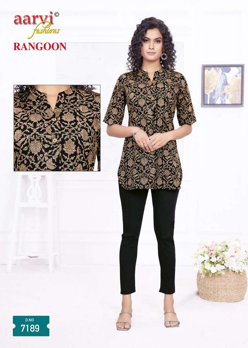 Aarvi Rangoon Vol-1 Short Tops -Readymade -Wholesale Catalog
