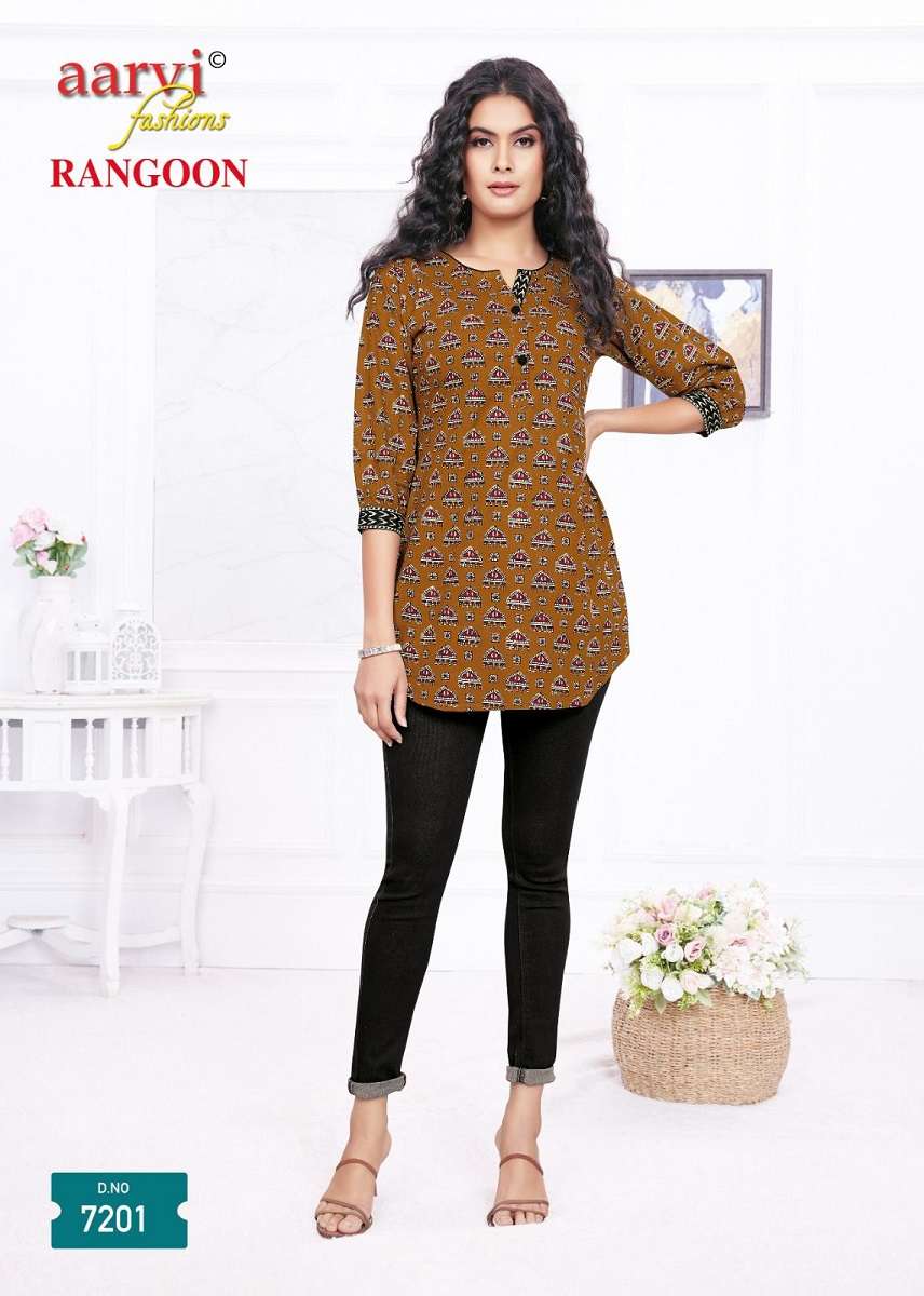 Aarvi Rangoon Vol-1 Short Tops -Readymade -Wholesale Catalog