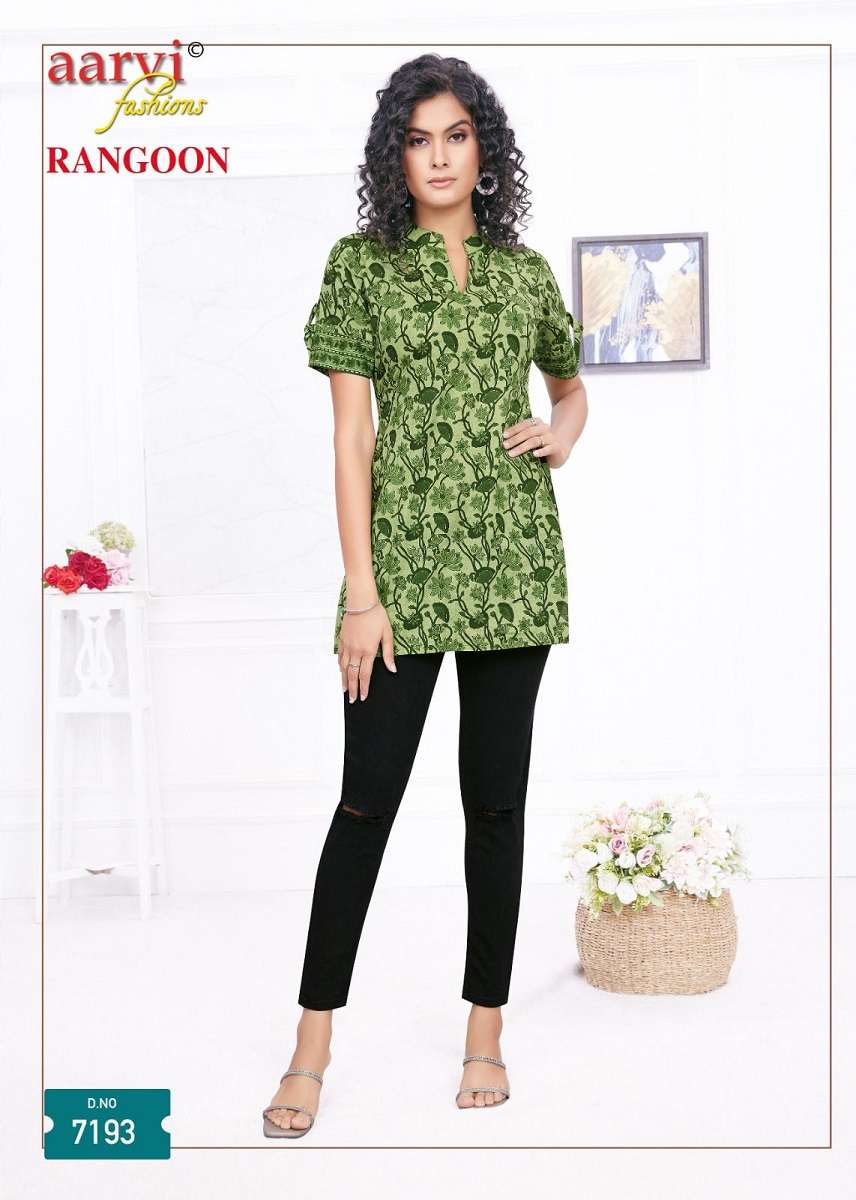 Aarvi Rangoon Vol-1 Short Tops -Readymade -Wholesale Catalog
