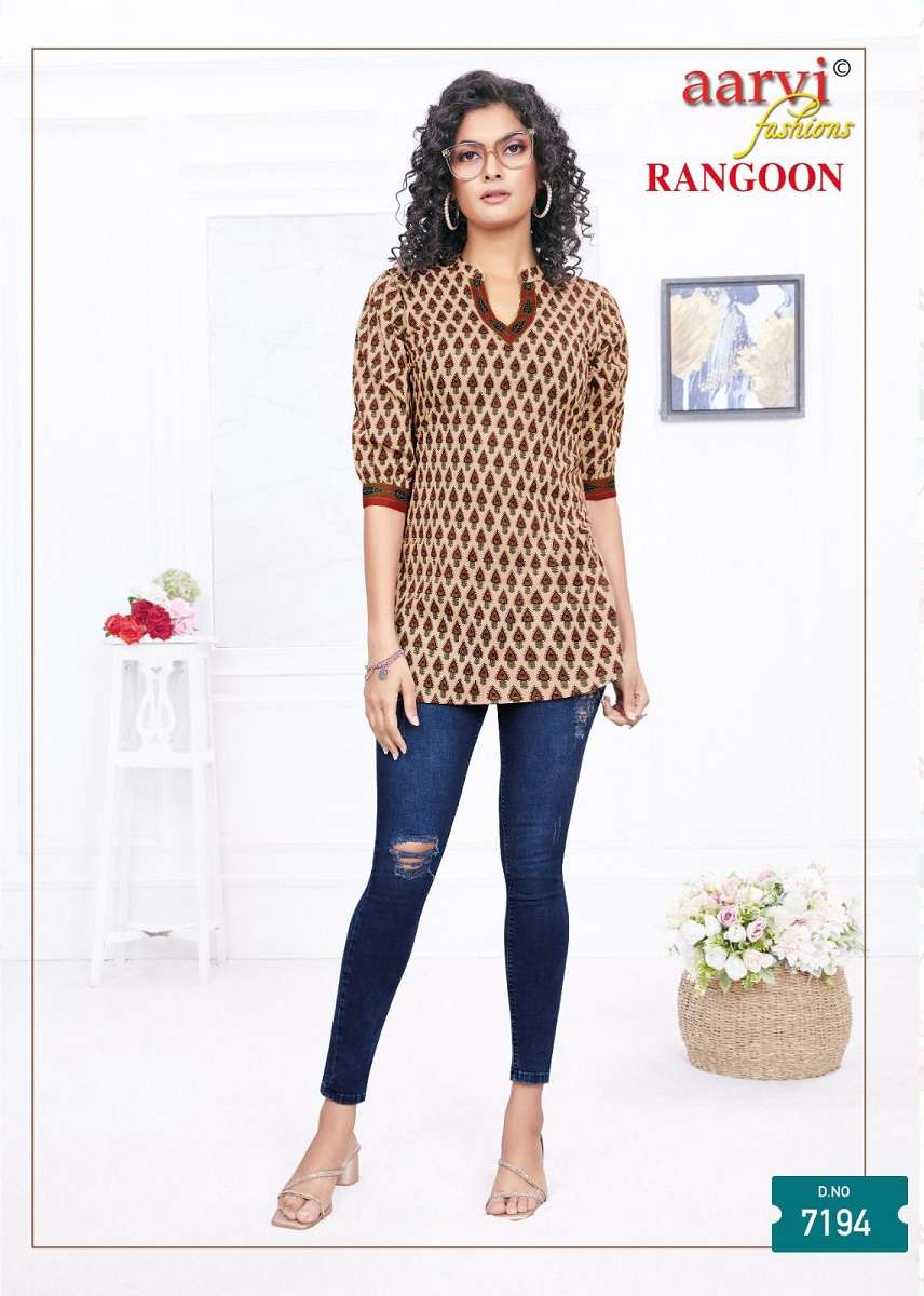 Aarvi Rangoon Vol-1 Short Tops -Readymade -Wholesale Catalog