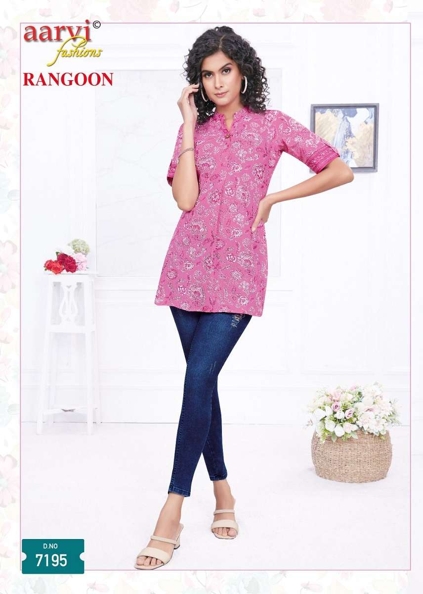 Aarvi Rangoon Vol-1 Short Tops -Readymade -Wholesale Catalog