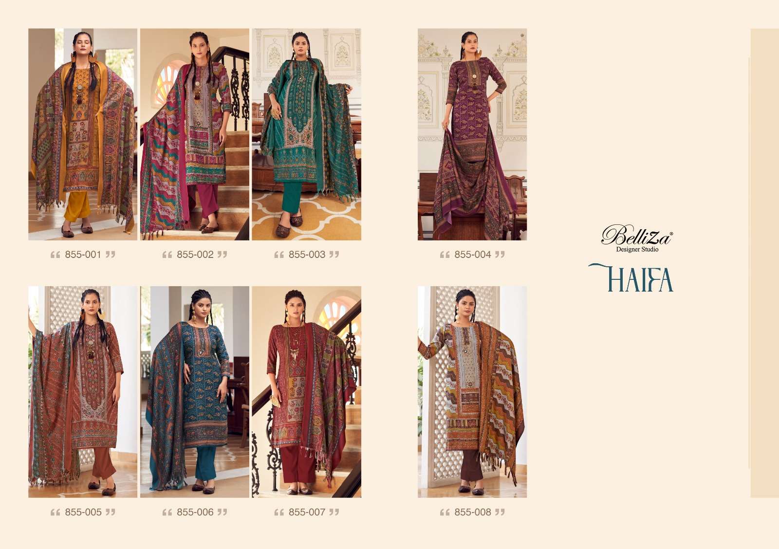 Belliza Haifa Winter Wool Pashmina Dress Material Wholesale catalog