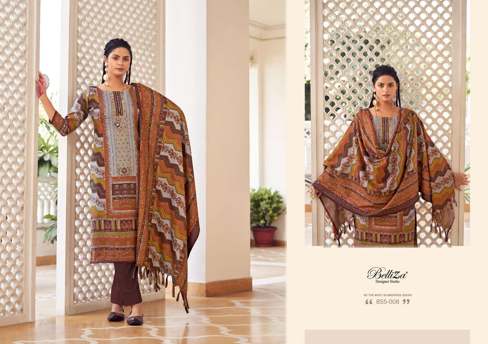 Belliza Haifa Winter Wool Pashmina Dress Material Wholesale catalog
