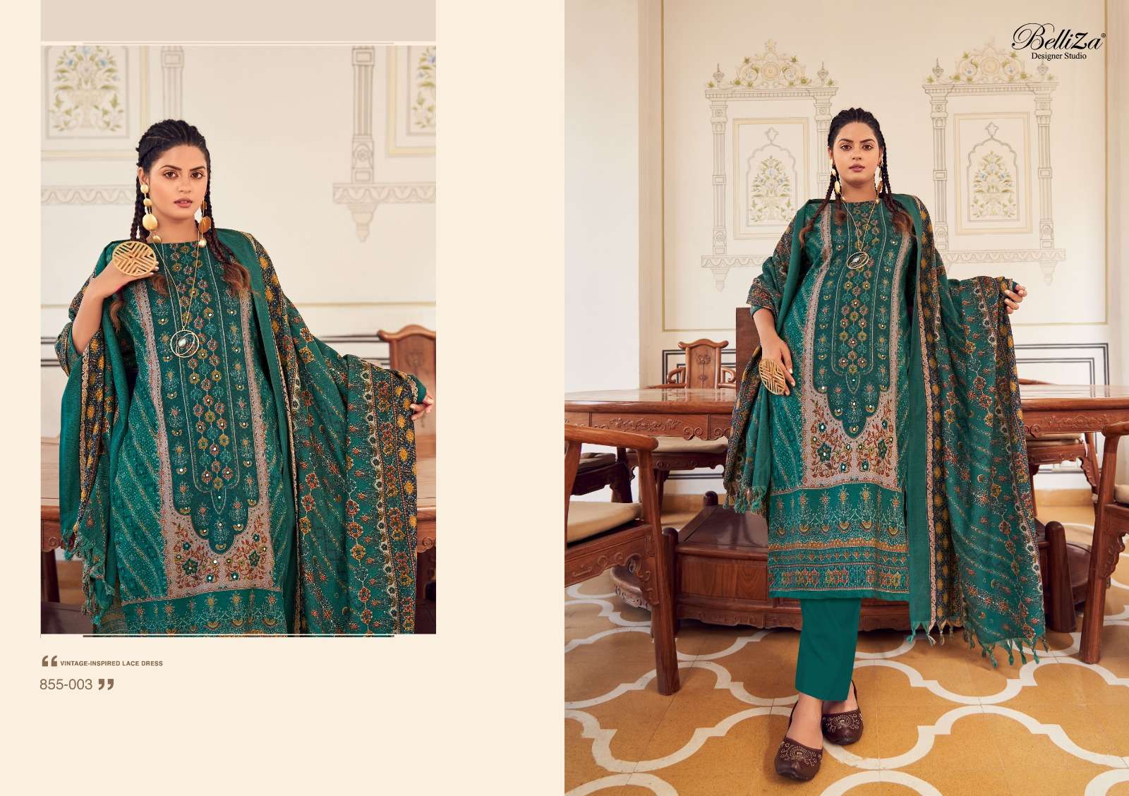 Belliza Haifa Winter Wool Pashmina Dress Material Wholesale catalog