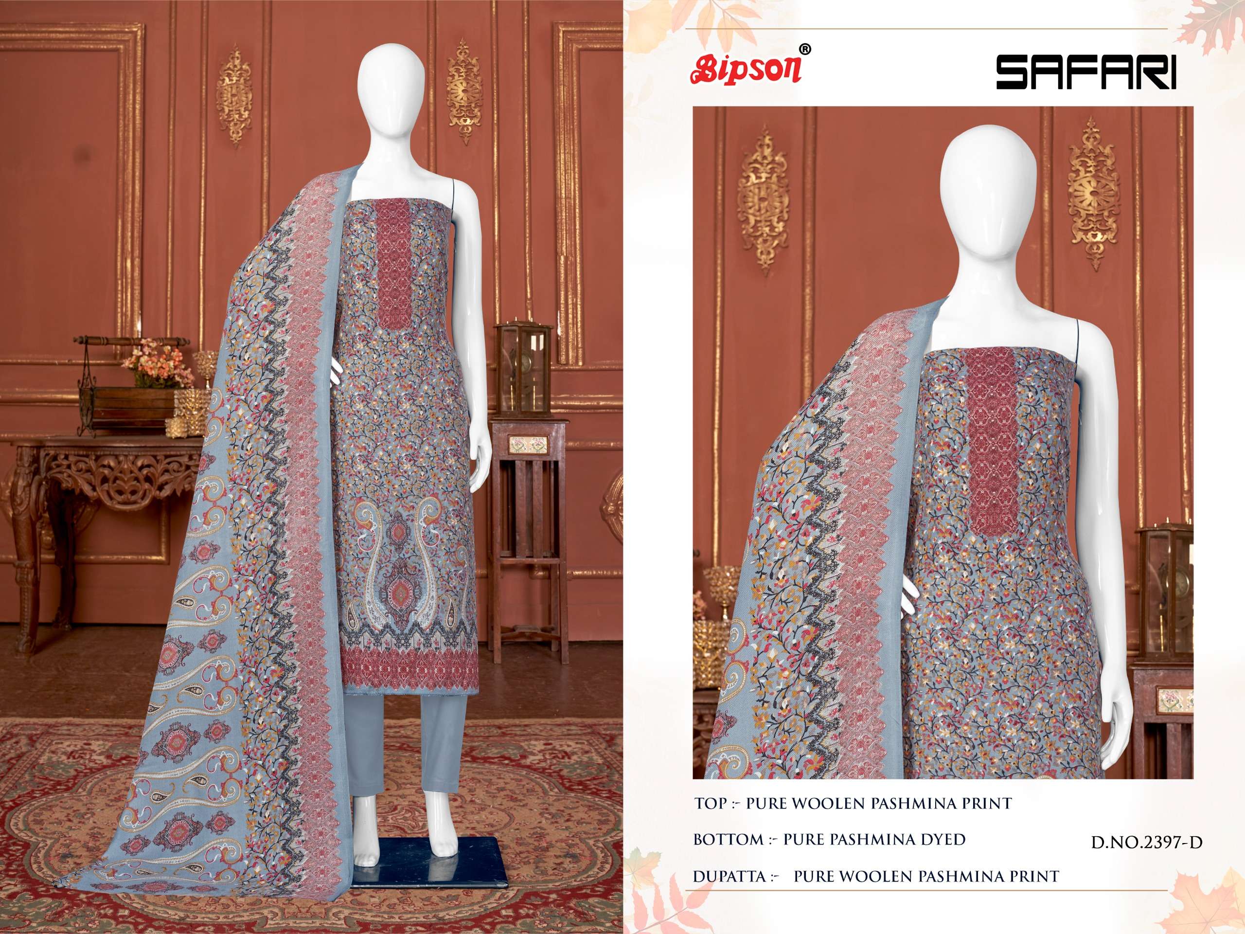 Bipson Safari 2397 Wool Pashmina Dress Material  Wholesale catalog