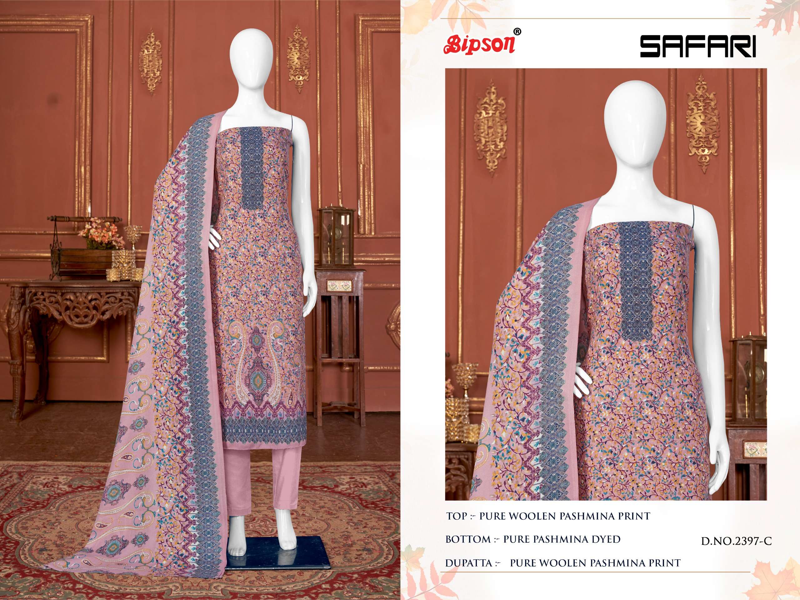 Bipson Safari 2397 Wool Pashmina Dress Material  Wholesale catalog