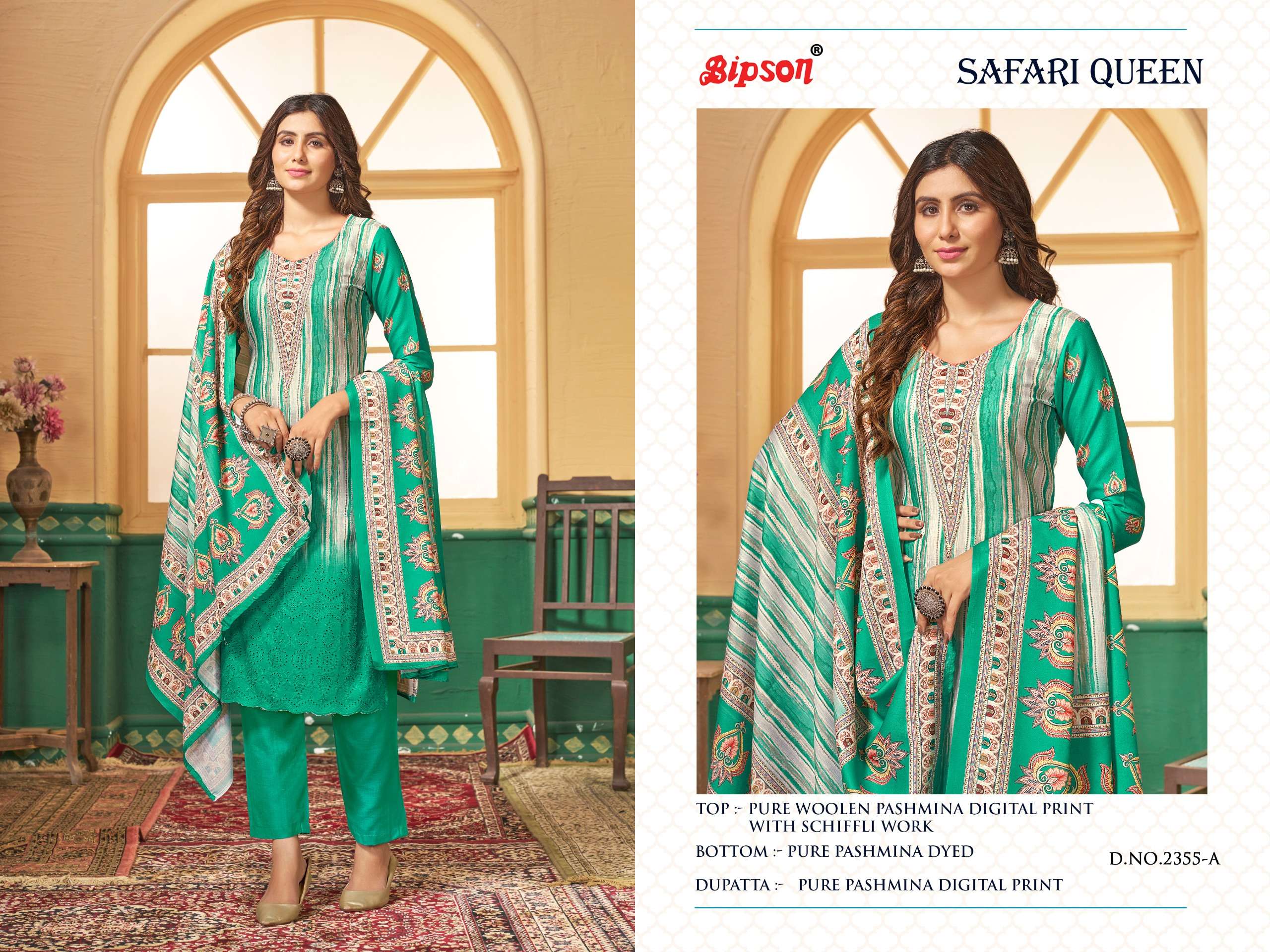 Bipson Safari Queen 2355 Wool Pashmina Dress Material Wholesale catalog