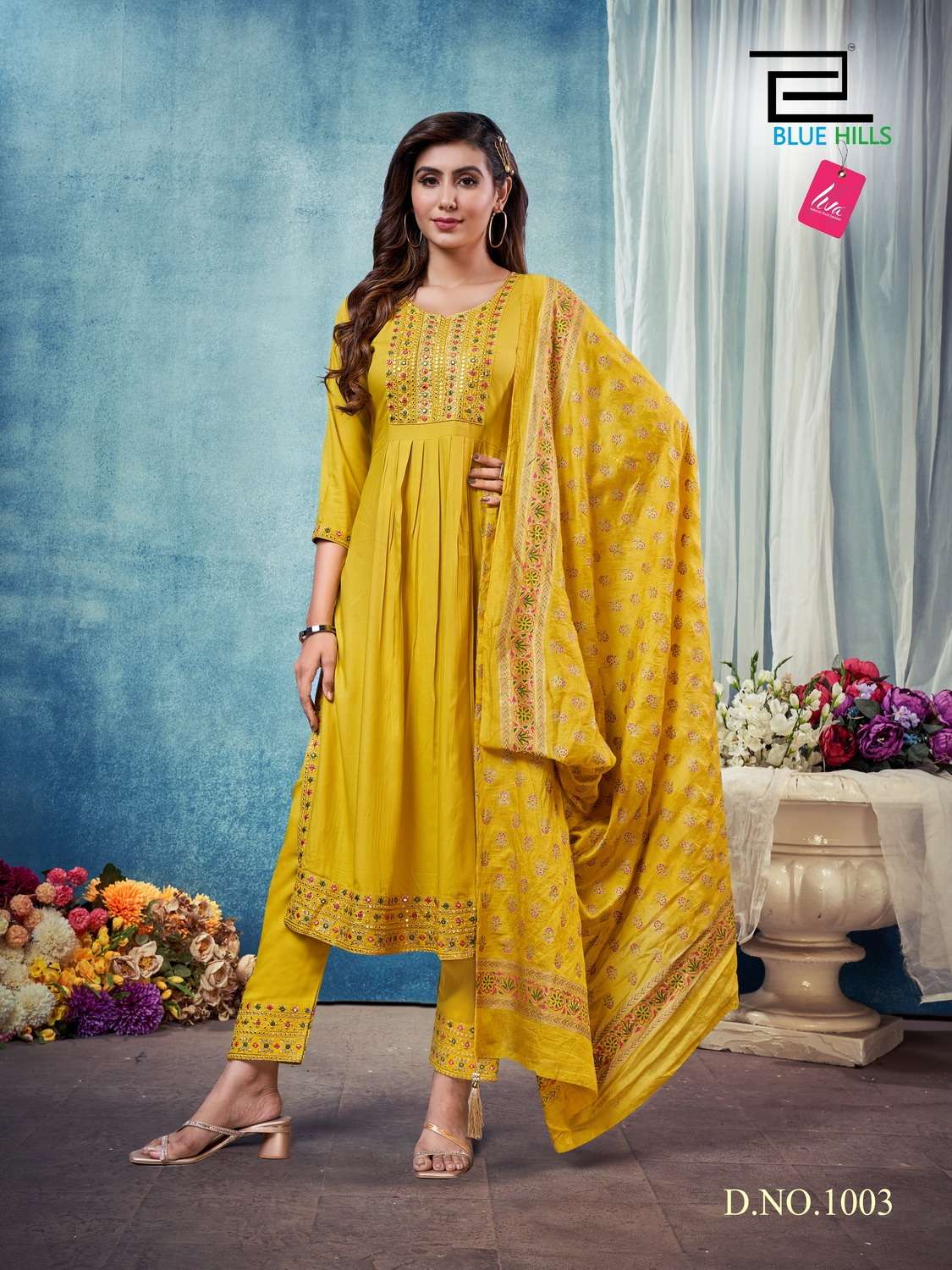 Blue Hills Dilbar Heavy Rayon Kurtis With Bottom Dupatta Wholesale catalog