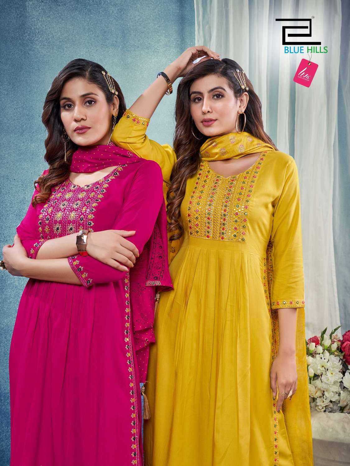 Blue Hills Dilbar Heavy Rayon Kurtis With Bottom Dupatta Wholesale catalog