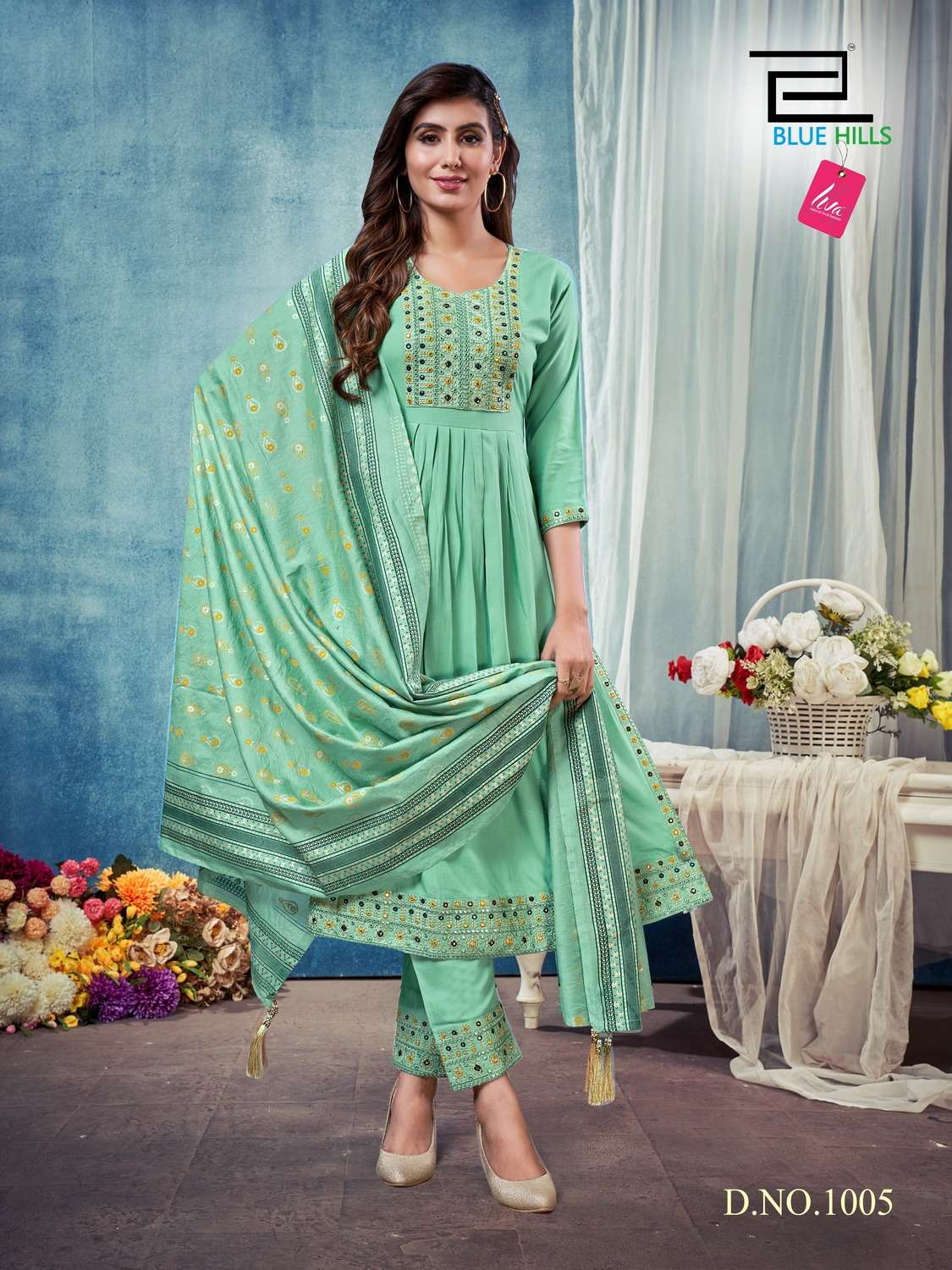 Blue Hills Dilbar Heavy Rayon Kurtis With Bottom Dupatta Wholesale catalog