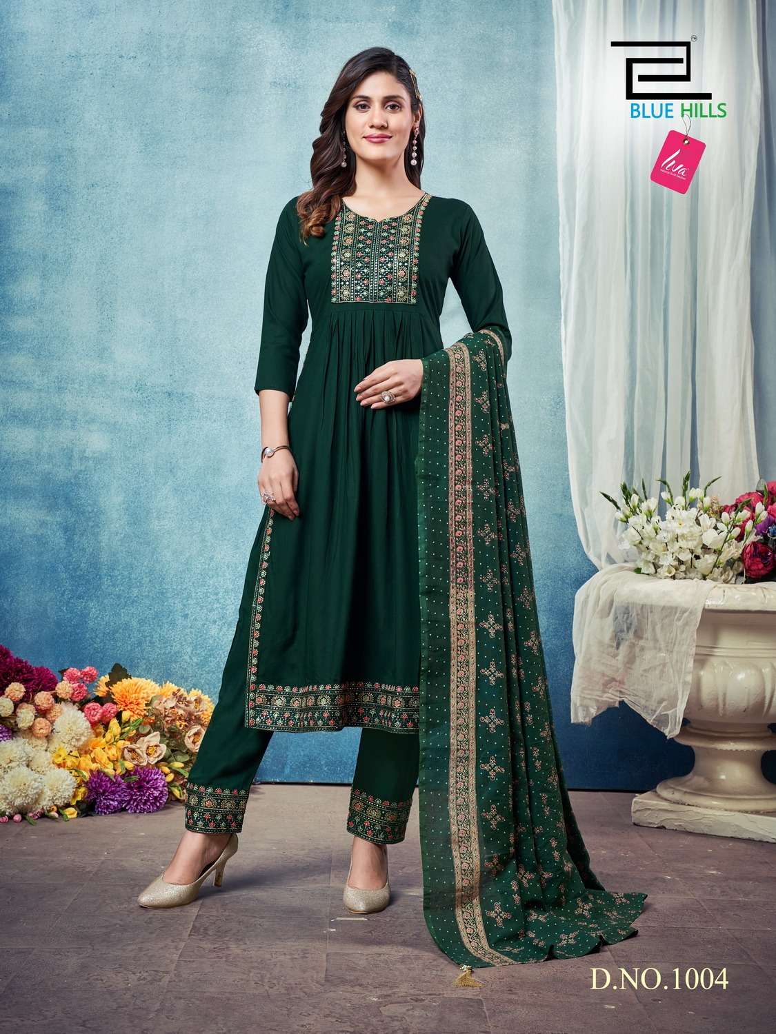 Blue Hills Dilbar Heavy Rayon Kurtis With Bottom Dupatta Wholesale catalog