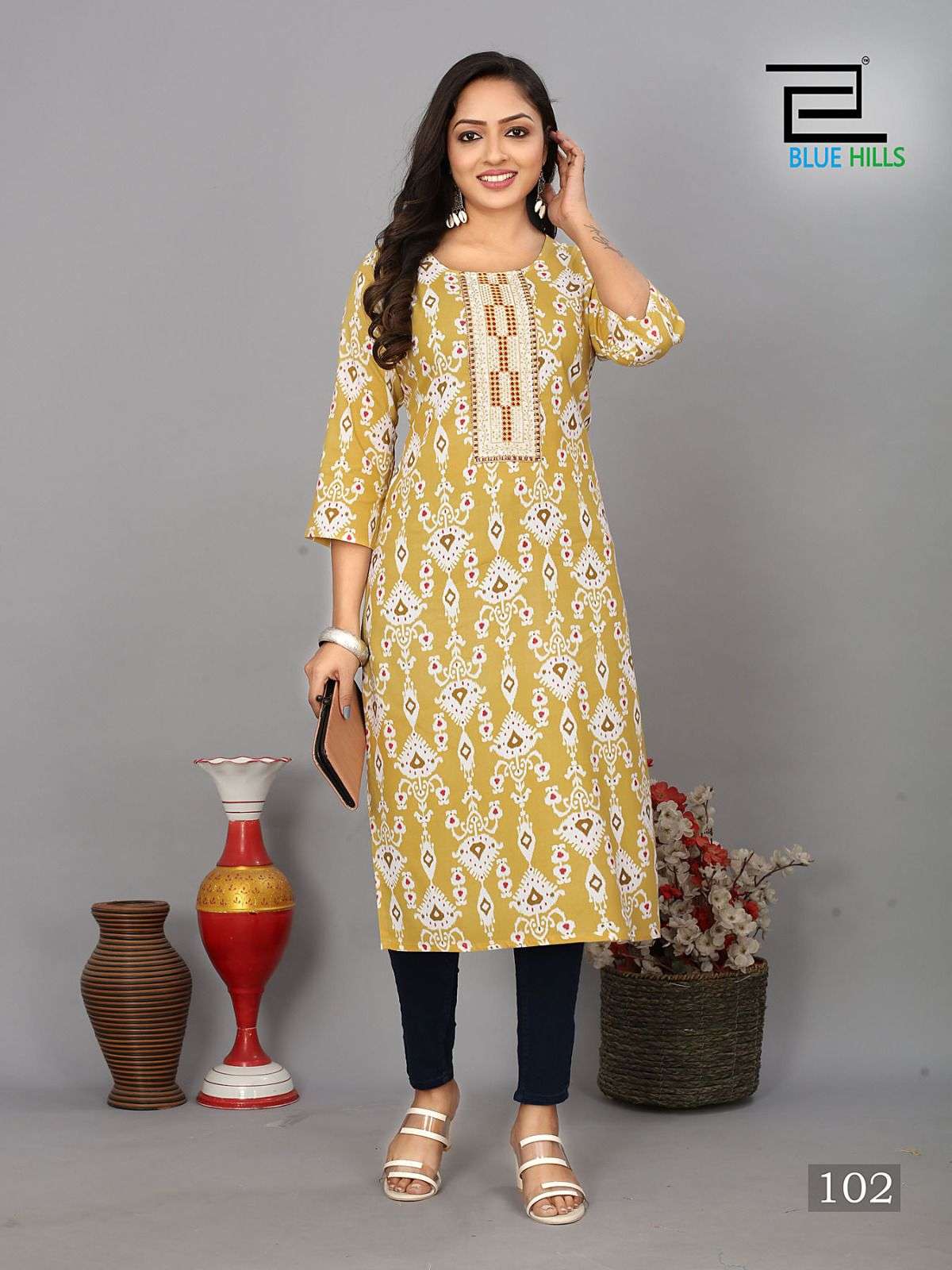 Blue Hills Dreams Rayon Printed Kurti Wholesale catalog