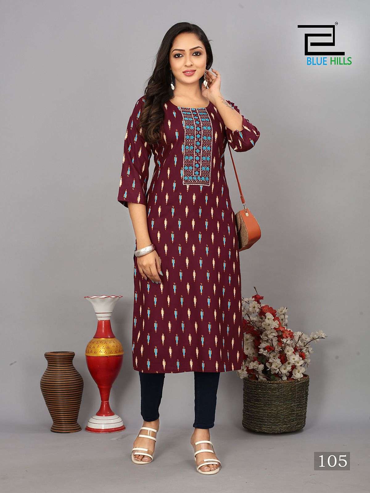 Blue Hills Dreams Rayon Printed Kurti Wholesale catalog