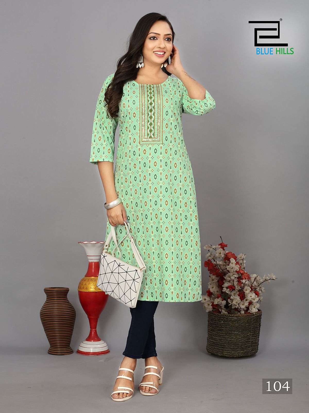 Blue Hills Dreams Rayon Printed Kurti Wholesale catalog