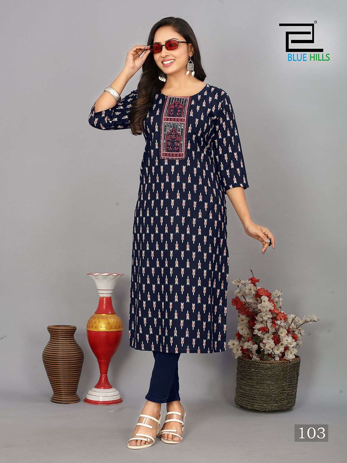 Blue Hills Dreams Rayon Printed Kurti Wholesale catalog